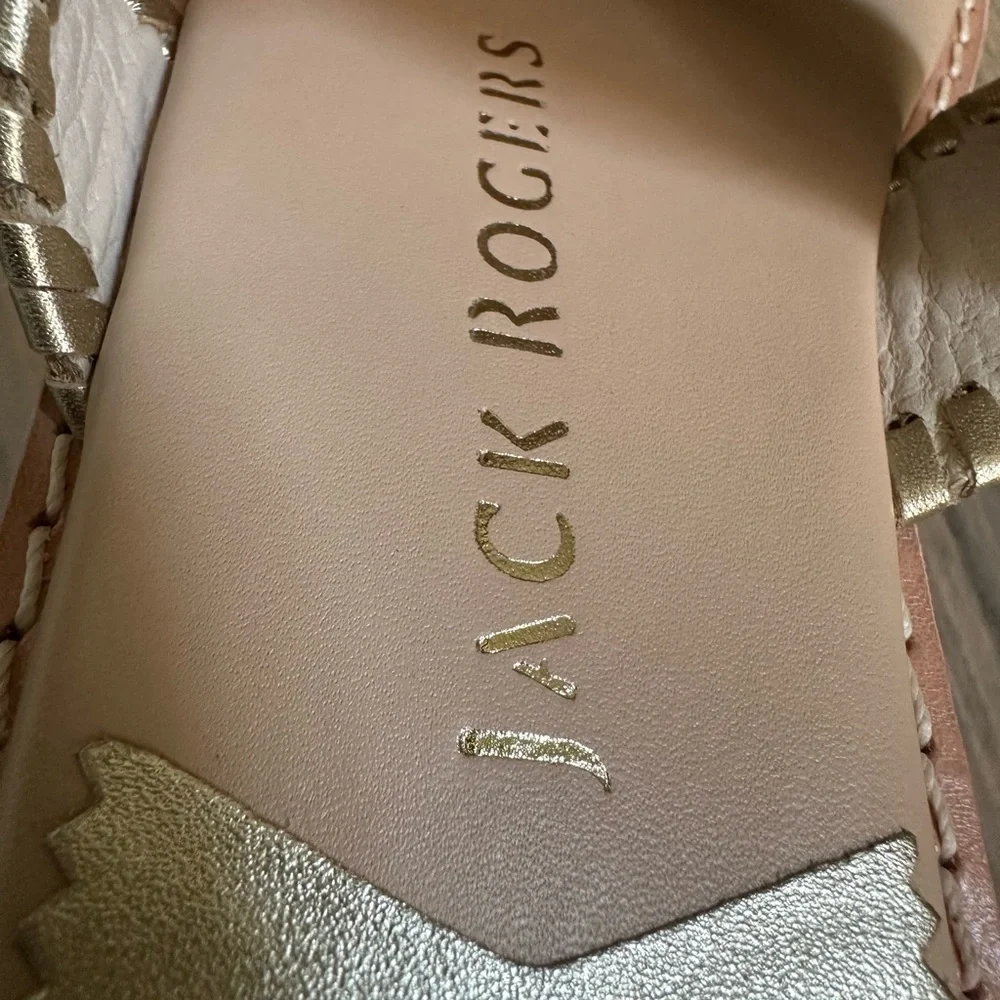 Jack Rogers Metallic Gold Jack Flat Sandals - Picture 3 of 6
